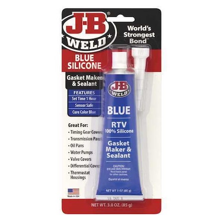 J-B Weld Silicone, 3 oz, Tube, Blue, Silicone Base, Not Applicable 31316