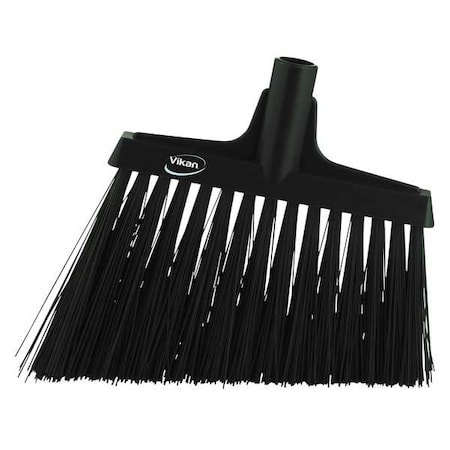 VIKAN 11 51/64 in Sweep Face Angle Broom, Stiff, Synthetic, Black 29149