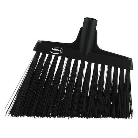 Vikan 11 51/64 in Sweep Face Angle Broom, Stiff, Synthetic, Black 29149
