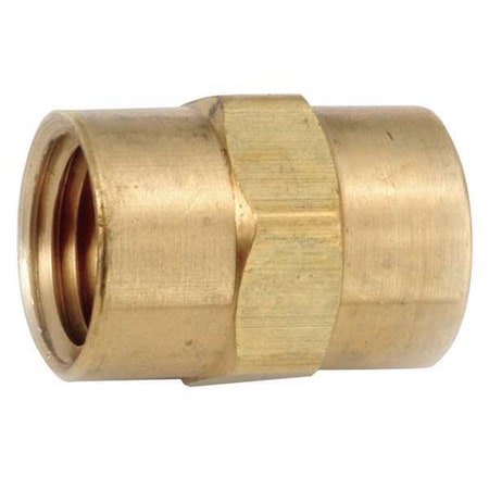 Zoro Select Coupling Brass Coupling, 1/4 in Female NPT X 1/4 in Female NPT 706103-04