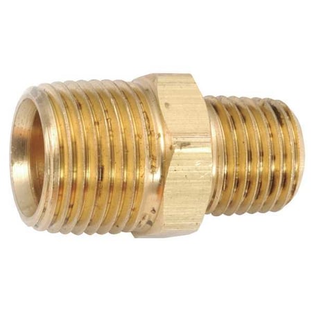Zoro Select Low Lead Brass Nipple, MNPT, 3/8" x 1/4" Pipe Size 706123-0604
