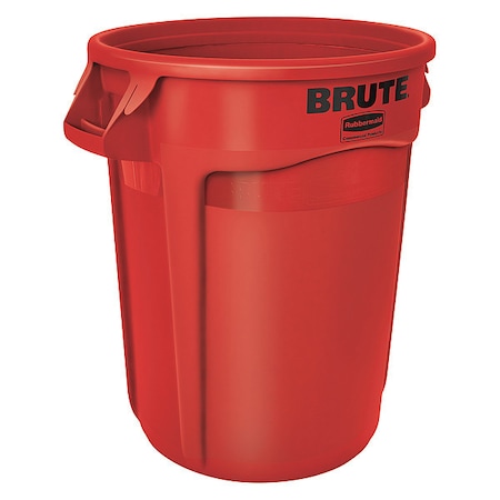 Rubbermaid Commercial BRUTE 32 gal Round Heavy Duty Plastic Can, Red, None, Plastic, Not Applicable FG263200RED
