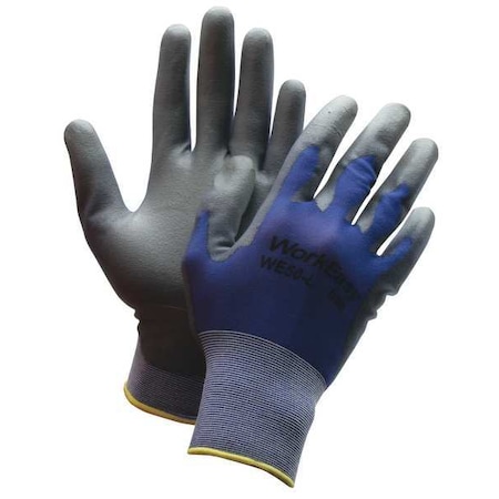 North Coated Gloves, Polyurethane, Smooth, 3/4 Dip, Not Rated Abrasion Level, Blue/Gray, S 1 PR WE50-S