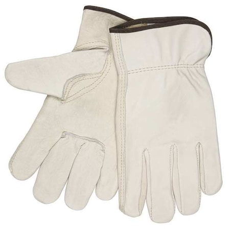 Mcr Safety Leather Drivers Gloves, Cowhide, Premium Grade, Shirred Slip-On Cuff, Full Finger, Beige, L, 1 Pair 3211L