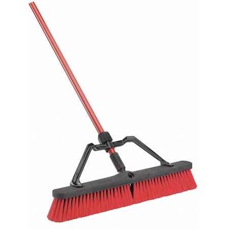 Libman 24 in Sweep Face Push Broom, Black, Red 823003
