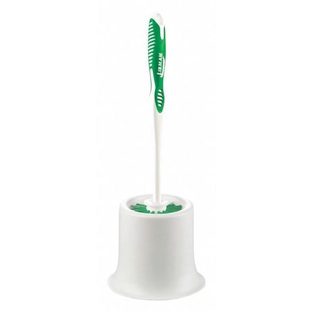 Libman Toilet Brush with Caddy, 5 1/2 in Brush Length, Polypropylene Handle, Green/White 34
