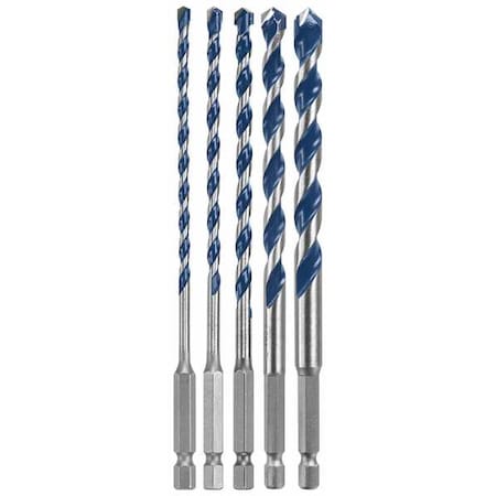 Bosch 4-Cutter Hammer Drill Bit Set 5/32", 3/16", 1/4", 5/16", 3/8" Hex, 5PK HCBG501T