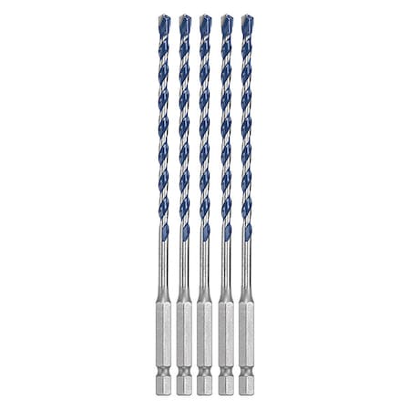 Bosch 4-Cutter Hammer Drill Bit 3/16" x 6.000"L, Hex, 5PK HCBG0405T