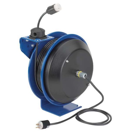 Coxreels Cord Reel, Spring Retracted, NEMA 5-15R, 16 AWG, Blue Reel Color, 50 ft Length, 1 Outlets PC13-5016-A