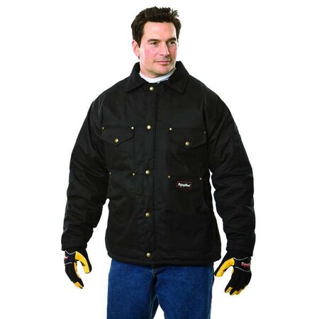 Refrigiwear Men's Insulated Jacket, 100% Cotton Denim, Zipper and Snap, Black, S 0630RBLKSML