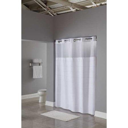 Hookless Shower Curtain, Plastic, White, 71 in W, 77 in L HBH20MPT01SLAM