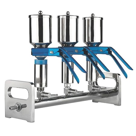 Lab Safety Supply Vacuum Manifold, SS Funnel, 3-Place 46Z319