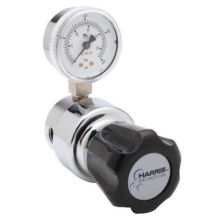 Harris High Purity Gas Regulator, High Purity Non-Corrosive Gas, Single Stage, 1/4 in Inlet, 1/4 in Outlet KH1034