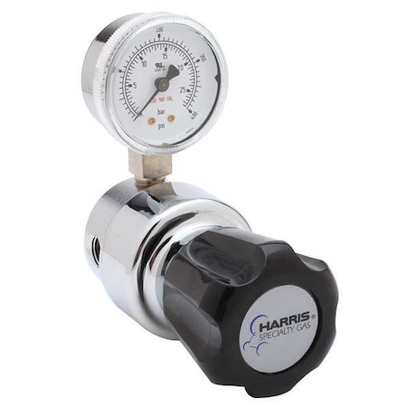 Harris High Purity Gas Regulator, Argon, Helium, Nitrogen, Single Stage, 1/4 in Inlet, 1/4 in Outlet KH1035