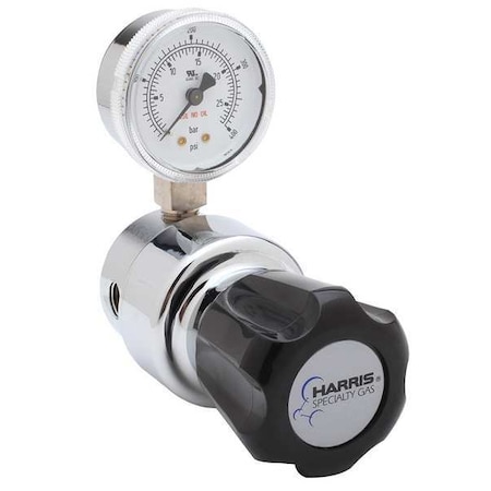 Harris High Purity Gas Regulator, Argon, Helium, Nitrogen, Single Stage, 1/4 in Inlet, 1/4 in Outlet KH1036