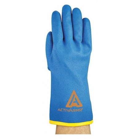 Ansell Cold Protection Coated Gloves, PVC Palm, Acrylic/Nylon Lining, Blue/Yellow, 11 97-681