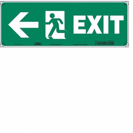 Condor Exit Sign, Aluminum, 14" W, 5" H, Exit, Green 469D42
