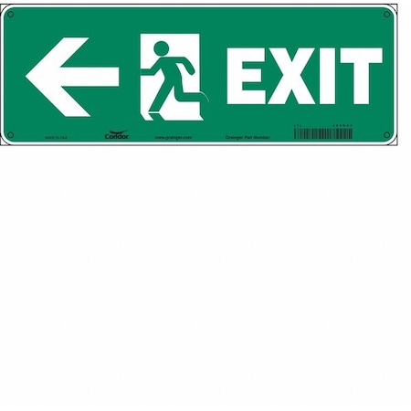 Condor Exit Sign, Aluminum, 14" W, 5" H, Exit, Green 469D43