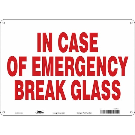 Condor SAFETY SIGN FIRE AND EMERGENCY, 10 in Height, 14 in Width, Aluminum, Horizontal Rectangle, English 469F83