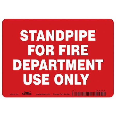 Condor SAFETY SIGN FIRE AND EMERGENCY, 5 in Height, 7 in Width, Vinyl, Horizontal Rectangle, English 469F04