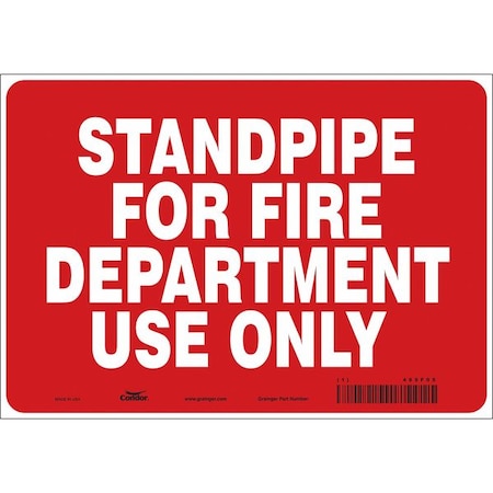 Condor SAFETY SIGN FIRE AND EMERGENCY, 7 in Height, 10 in Width, Vinyl, Vertical Rectangle, English 469F05
