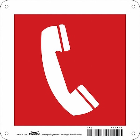 Condor No Header, EMERGENCY TELEPHONE GRAPHIC, 8 in W x 8 in H, Square, Polyethylene 469F09