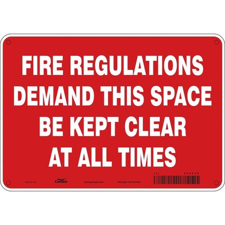 Condor SAFETY SIGN FIRE AND EMERGENCY, 7 in Height, 10 in Width, Aluminum, Vertical Rectangle, English 469F49