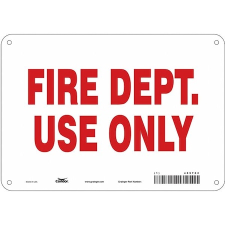 Condor SAFETY SIGN FIRE AND EMERGENCY, 7 in Height, 10 in Width, Aluminum, Vertical Rectangle, English 469F62