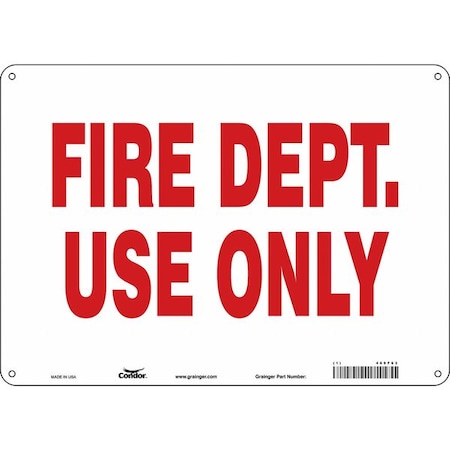 Condor SAFETY SIGN FIRE AND EMERGENCY, 10 in Height, 14 in Width, Aluminum, Horizontal Rectangle, English 469F63