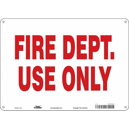 Condor SAFETY SIGN FIRE AND EMERGENCY, 10 in Height, 14 in Width, Polyethylene, Horizontal Rectangle 469F65