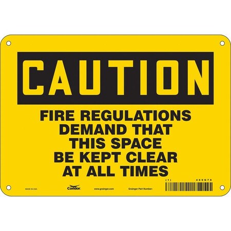 Condor Caution, FIRE REGULATIONS DEMAND THAT THIS SPACE BE KEPT CLEAR AT ALL TIMES, 10 in W x 7 in H 469G78
