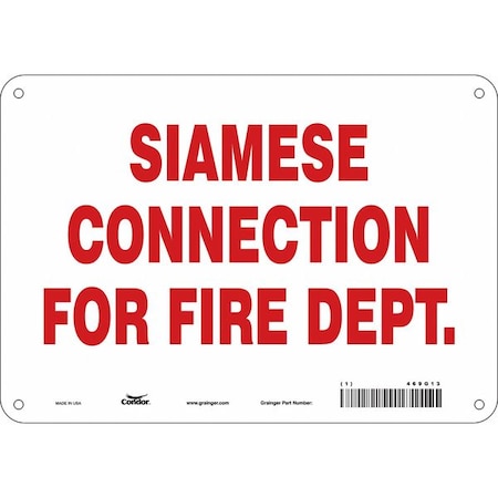 Condor SAFETY SIGN FIRE AND EMERGENCY, 7 in Height, 10 in Width, Aluminum, Vertical Rectangle, English 469G13