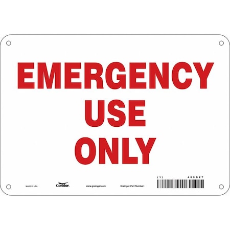 Condor EMERGENCY USE ONLY, 10 in W x 7 in H, Vertical Rectangle, Polyethylene, 469G27 469G27