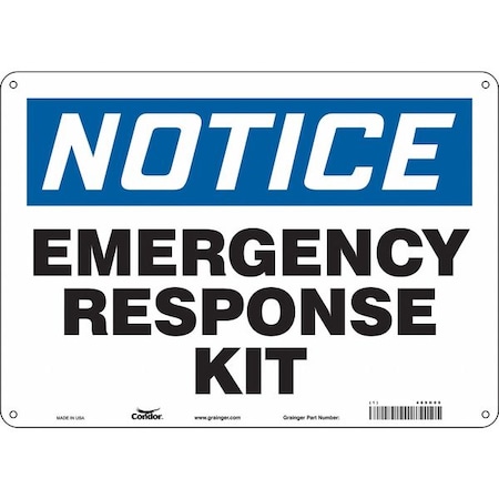 Condor Notice, EMERGENCY RESPONSE KIT, 14 in W x 10 in H, Horizontal Rectangle, Aluminum, 469H09 469H09