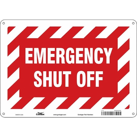 Condor SAFETY SIGN FIRE AND EMERGENCY, 10 in Height, 14 in Width, Polyethylene, Horizontal Rectangle 469H48