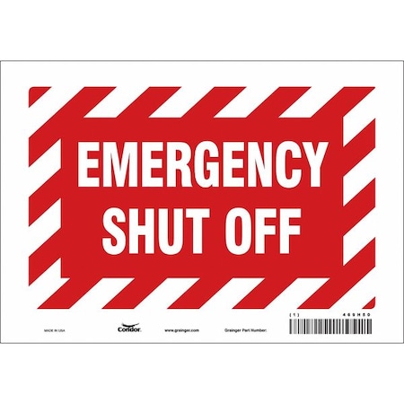 Condor SAFETY SIGN FIRE AND EMERGENCY, 7 in Height, 10 in Width, Vinyl, Vertical Rectangle, English 469H50