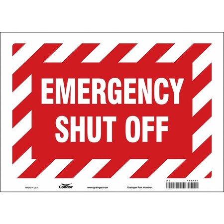 Condor SAFETY SIGN FIRE AND EMERGENCY, 10 in Height, 14 in Width, Vinyl, Horizontal Rectangle, English 469H51