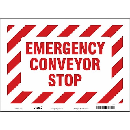 Condor No Header, EMERGENCY CONVEYOR STOP, 14 in W x 10 in H, Horizontal Rectangle, Vinyl 469H60