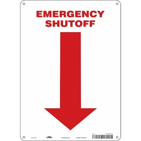 Condor EMERGENCY SHUTOFF, 10 in W x 14 in H, Vertical Rectangle, Aluminum, 469H62 469H62