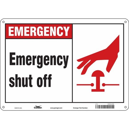 Condor EMERGENCY SHUT OFF, 14 in W x 10 in H, Horizontal Rectangle, Polyethylene, 469J88 469J88