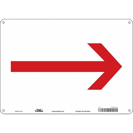 Condor Fire and Emergency, Directional Sign, Right Arrow, 14 in W x 10 in H, Horizontal Rectangle, Aluminum 469J12