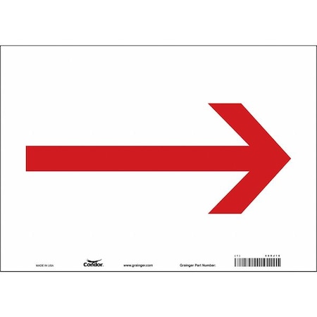 Condor Fire and Emergency Sign, Right Arrow, 14 in W x 10 in H, Horizontal Rectangle, Vinyl, 469J16 469J16