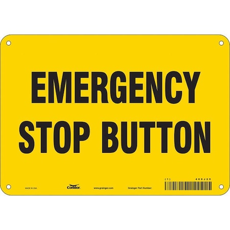 Condor EMERGENCY STOP BUTTON, 10 in W x 7 in H, Vertical Rectangle, Polyethylene, 469J20 469J20