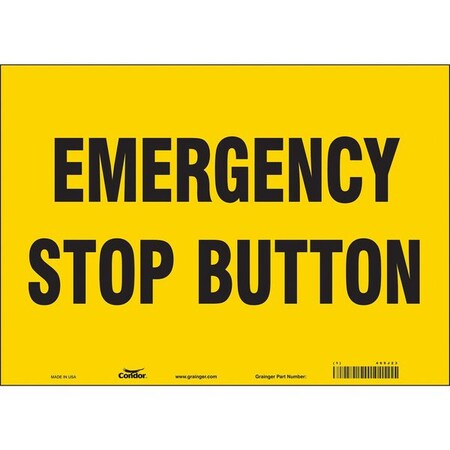 Condor EMERGENCY STOP BUTTON, 14 in W x 10 in H, Horizontal Rectangle, Vinyl, 469J23 469J23