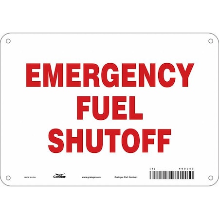 Condor No Header, EMERGENCY FUEL SHUTOFF, 10 in W x 7 in H, Vertical Rectangle, Polyethylene 469J43