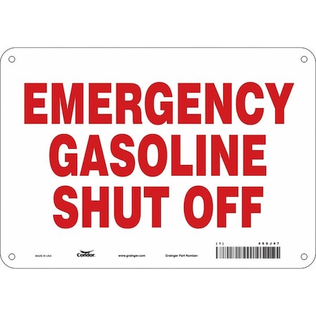 Condor EMERGENCY GASOLINE SHUT OFF, 10 in W x 7 in H, Vertical Rectangle, Aluminum, 469J47 469J47