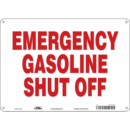 Condor EMERGENCY GASOLINE SHUT OFF, 14 in W x 10 in H, Horizontal Rectangle, Polyethylene, 469J50 469J50