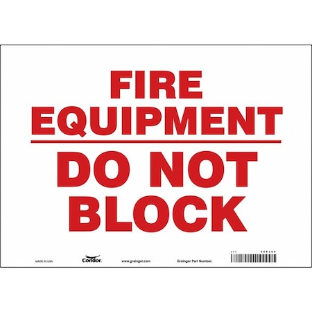 Condor SAFETY SIGN FIRE AND EMERGENCY, 10 in Height, 14 in Width, Vinyl, Horizontal Rectangle, English 469J65
