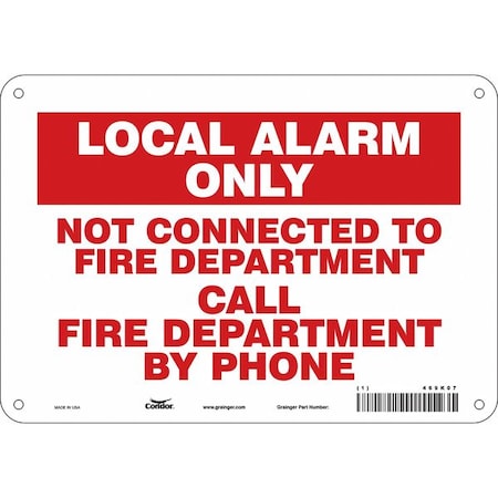 Condor SAFETY SIGN FIRE AND EMERGENCY, 7 in Height, 10 in Width, Aluminum, Vertical Rectangle, English 469K07