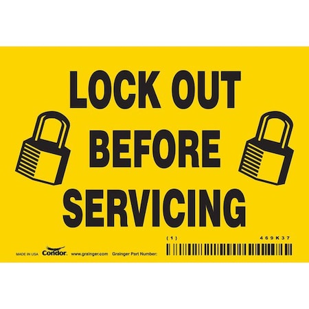 Condor Safety Sign, 3 1/2 in Height, 5 in Width, Vinyl, Horizontal Rectangle, English, 469K37 469K37
